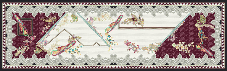 Pakistani Dupatta for digital print.Digital Dupatta design.