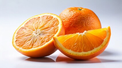Juicy Fresh Orange Slices on White Background - Healthy Vitamin C Fruit