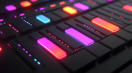 Neon Glowing 3D Interface Abstract Background