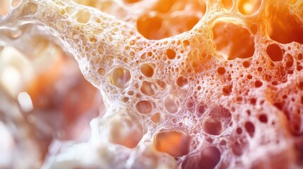 Macro photography showcasing the intricate porous structure of atherosclerotic arteries highlighting vascular health concerns and cardiovascular research.