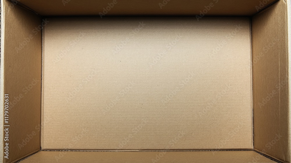 Poster cardboard packing box flat lay with empty interior space for packing shipping and organizing items b