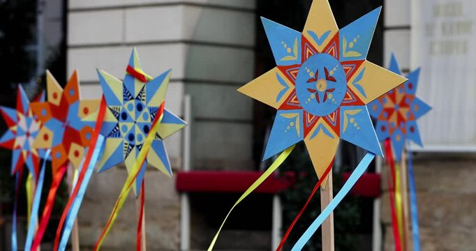 Ukrainian national Christmas star decoration for design purpose
