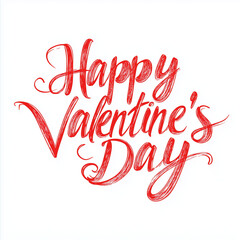 Red Cursive "Happy Valentine's Day" Text on White Background