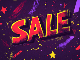 The word SALE is pixelated, retro style