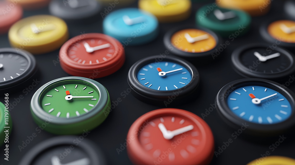Aufkleber clock game icons, time animation sprite sheet. alarm clock with moving arrows sequence frame. watche