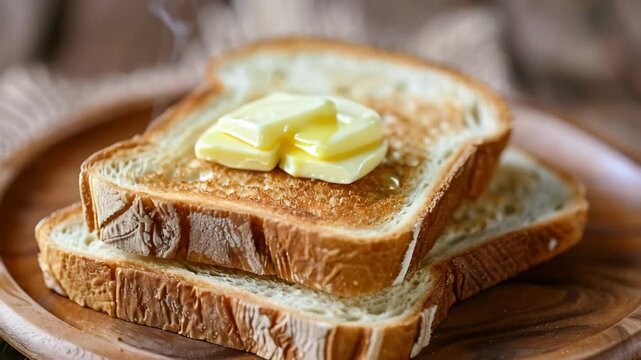toast bread with melted butter on the table