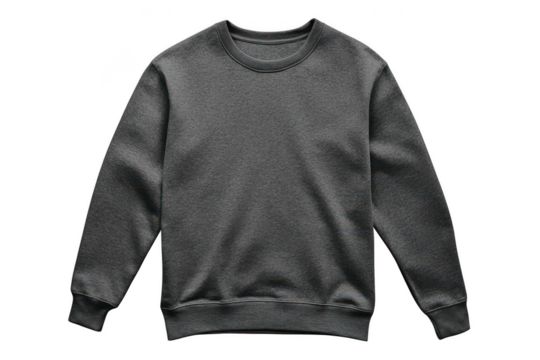 Blank crewneck sweater template. Pullover sweater with classic fit, ideal for casual and sporty looks. Transparent background.