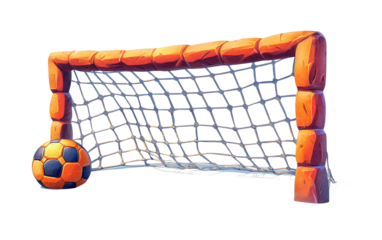 Soccer Goal with Ball Ready for Action Isolated on transparent background