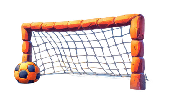 Soccer Goal with Ball Ready for Action Isolated on transparent background