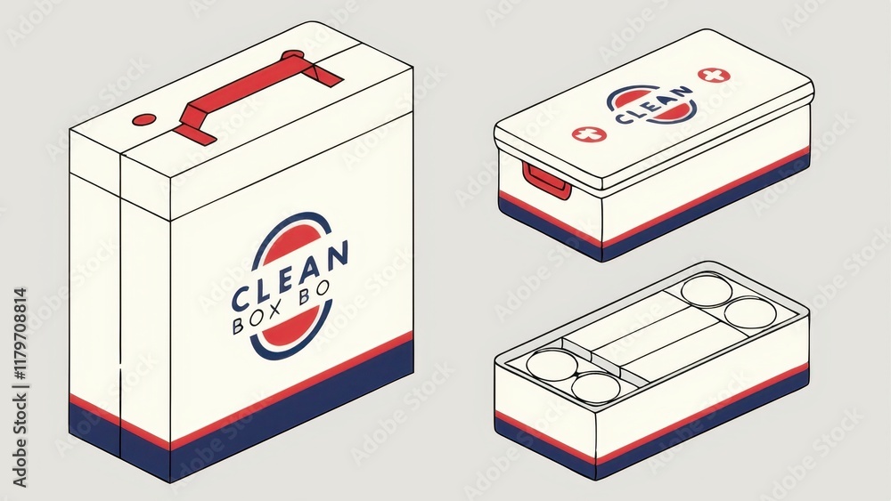 Poster a stylish, multi-functional storage box with a handle, featuring a clean design and compartments for