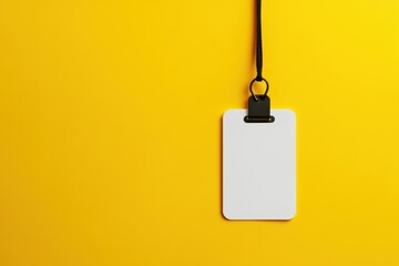 Yellow background ID tag mockup with plastic