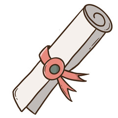 Graduation diploma, certificate with ribbon illustration in back to school concept