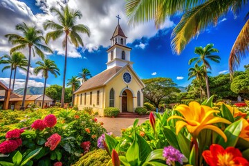 Obraz premium Lahaina Town Historic Churches, Maui, Hawaii - High Resolution Stock Photo