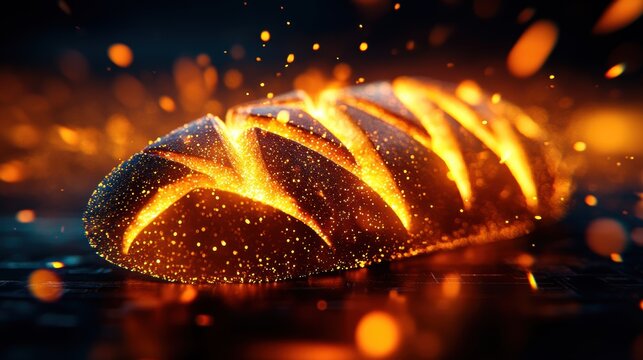 Close Up of Freshly Baked Bread on Modern Laptop Keyboard in Cozy Home Office Setting Evoking a Warm and Inviting Atmosphere - Powered by Adobe