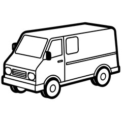 Vector delivery van isolated on white