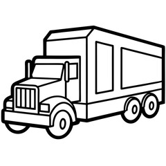 Lorry truck outline coloring book page line art illustration digital drawing
