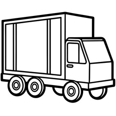 Lorry truck outline coloring book page line art illustration digital drawing