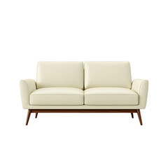 Fototapeta premium Elegant and Modern Cream Upholstered Sofa with Clean Lines and Stylish Wooden Legs for Contemporary Living Spaces