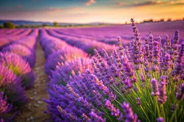 Obraz premium Lavender Field with Violet Orychophragmus, Windswept Candid Photo