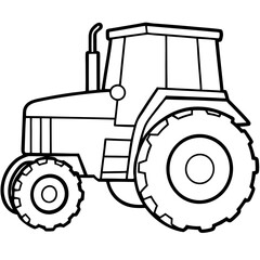 Tractor vector logo icon line art illustration 