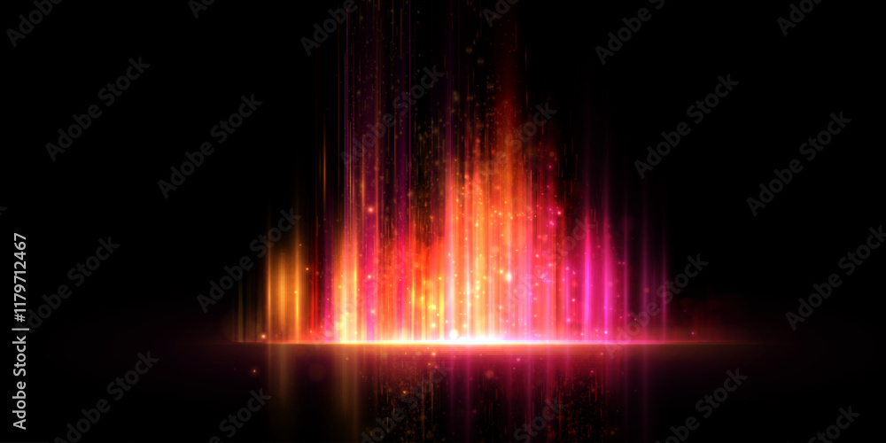 Fototapete Abstract bright effect with vertical glow of bright colorful rays of light. Bright flickering of vertical light on dark background. Effective style for web design and colorful illustrations. Vector