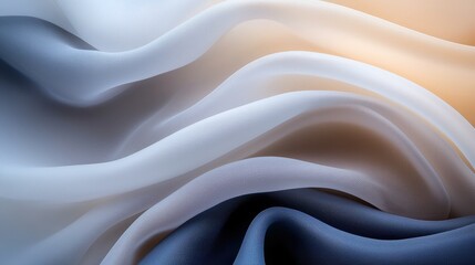 Obraz premium A close-up of soft, flowing fabric showcasing gentle gradients of blue and white, highlighting its delicate texture and elegance.