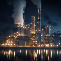 Power plant infrastructure visualization aerial gigapixel image of urban industrial zone