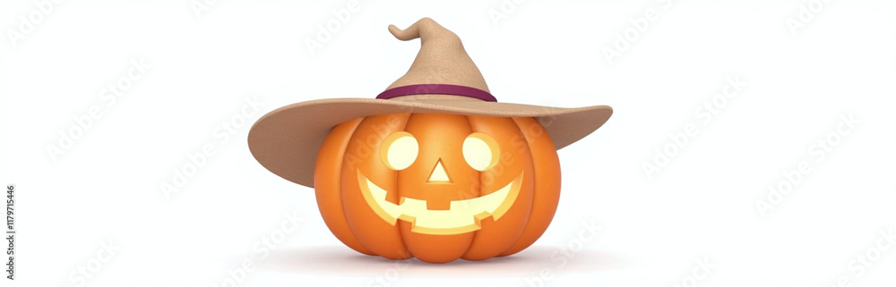 Poster a carved pumpkin in a hat is isolated on a white background with transparent edges in a graphic desi