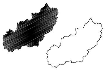 Rushcliffe Non-metropolitan district, Borough (United Kingdom of Great Britain and Northern Ireland, ceremonial county Nottinghamshire or Notts, England) map vector illustration, scribble sketch map