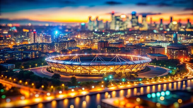 London Stadium Night Bokeh - Panoramic Cityscape View