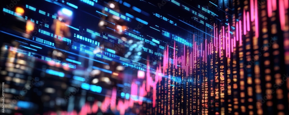Poster a colorful graphical representation of data with vibrant lines and bars, illustrating trends and flu