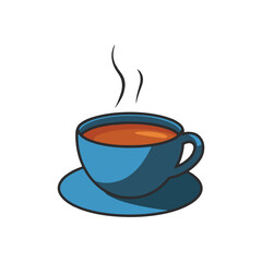 Elegant Coffee Cup Illustration for Branding,Blue Coffee Cup with Steam Flat Vector Illustration