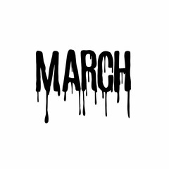 March dripping text vector, great for horror or seasonal themes. Ideal for spooky posters, apparel, and graphic