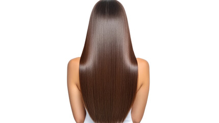 Long, Smooth, and Shiny Brown Hair of a Woman Viewed from the Back in a Studio Setting