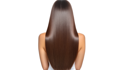 Long, Smooth, and Shiny Brown Hair of a Woman Viewed from the Back in a Studio Setting