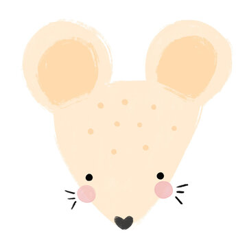 Cute baby rat crayon watercolor scandinavian jungle forest animals illustration png transparent nursery cutout clipart digital planner sticker