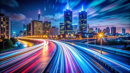 Fototapeta premium Long Exposure City Lights Trail at Night - Urban Photography