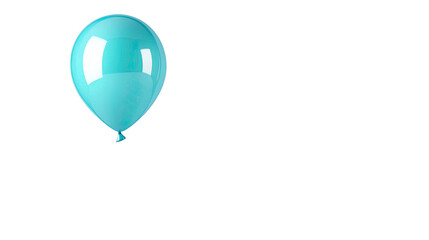 Obraz premium Single Bright Turquoise Balloon Floating Freelancing on a Transparent Background Celebrating Special Occasions and Events