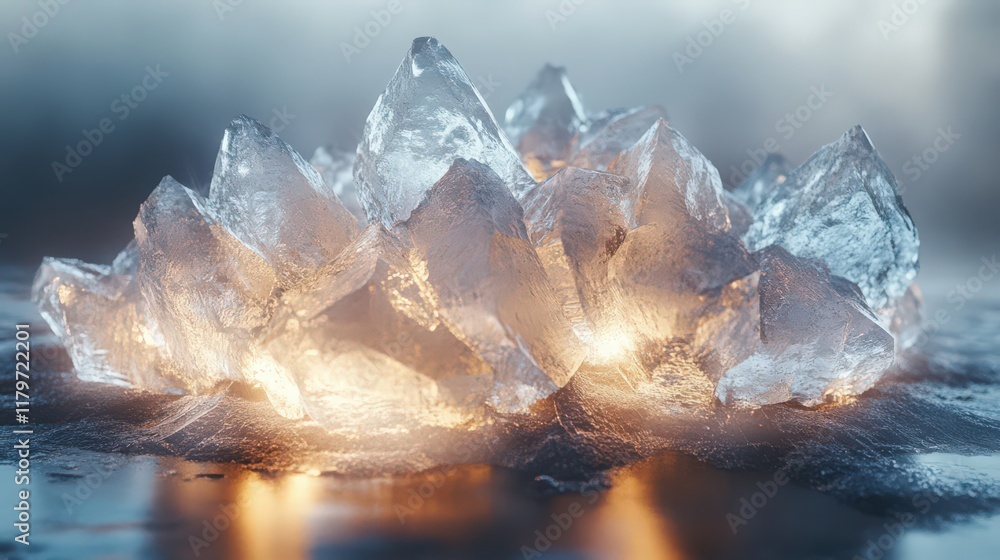 Aufkleber illuminated ice crystals sparkling in a subdued light creating a mystical glow