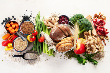 Healthy food concept for a high fiber diet.