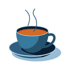 Elegant Coffee Cup Illustration for Branding,Blue Coffee Cup with Steam Flat Vector Illustration