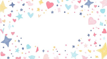 Cute Hearts and Stars Pattern Wallpaper