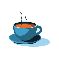 Elegant Coffee Cup Illustration for Branding,Blue Coffee Cup with Steam Flat Vector Illustration