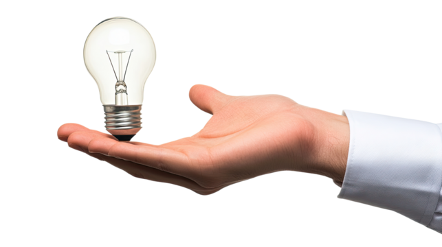 Hand Holding Light Bulb Symbolizing Ideas, Innovation, Creativity, Inspiration, Illumination, and Bright Future Concept