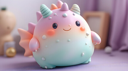 Adorable Pastel Dragon: Whimsical 3D Render of a Cute Fantasy Creature