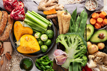 Vegan food cooking ingredients.
