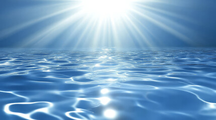 Obraz premium Water surface with ripple top view. Abstract background with overlay effect of light refraction in pure ocean, sea or pool water, vector realistic illustration