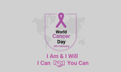 World Cancer Day awareness with pink ribbon symbol.