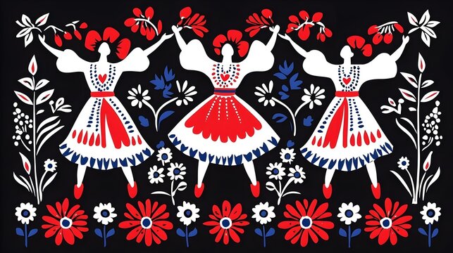 Traditional Russian Embroidery, intricate patterns showcasing vibrant colors and cultural motifs, reflecting heritage and craftsmanship.