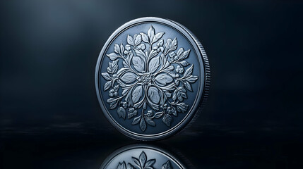 Ornate Silver Coin 3D Render
